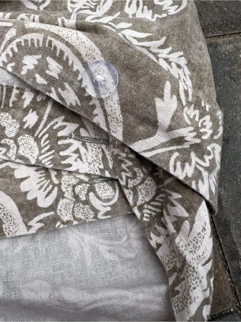 Pottery Barn Retired Alessandra Scroll Linen Full Queen Duvet Cover Taupe/Gray
